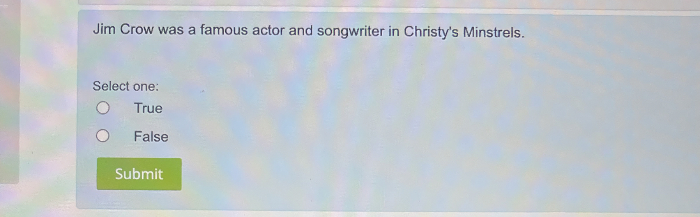 Jim Crow was a famous actor and songwriter in