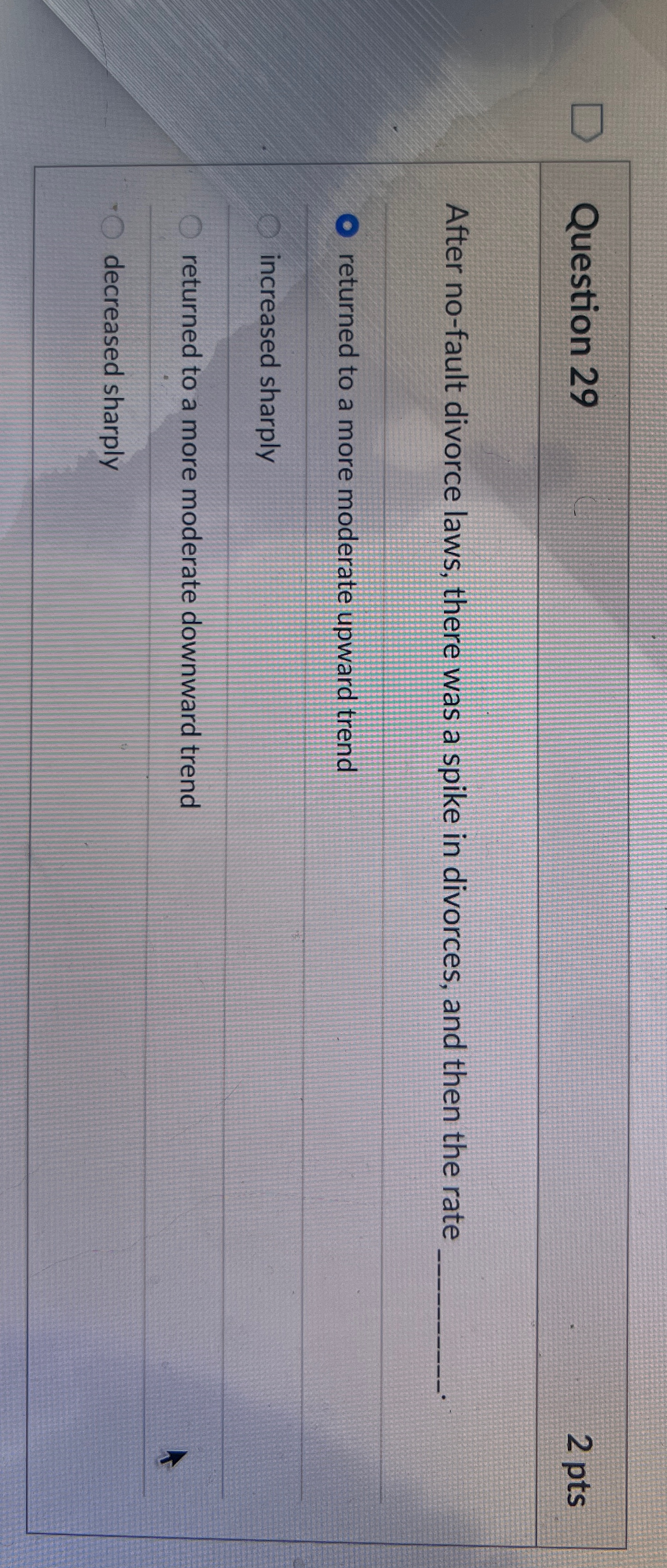 Question 2 9 2 p t s After no - fault divorce