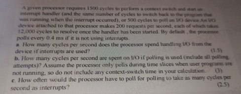 A given processor requires 1 5 0 0 cycles to