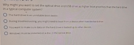 Why might you want to set the optical drive and