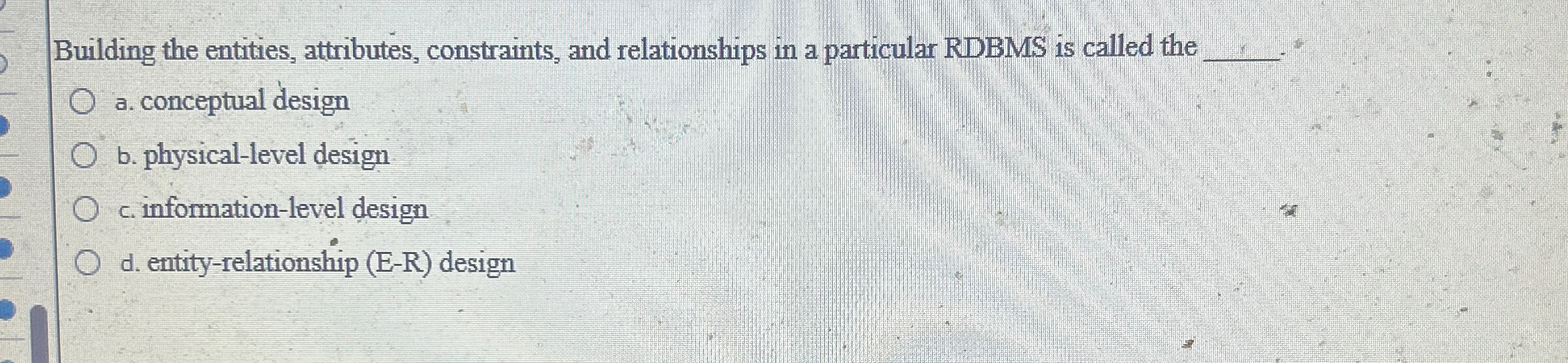 Building the entities, attributes, constraints,