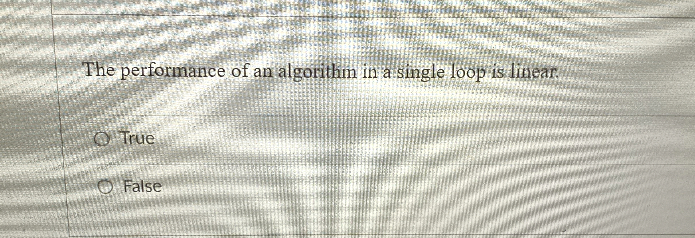 The performance of an algorithm in a single loop