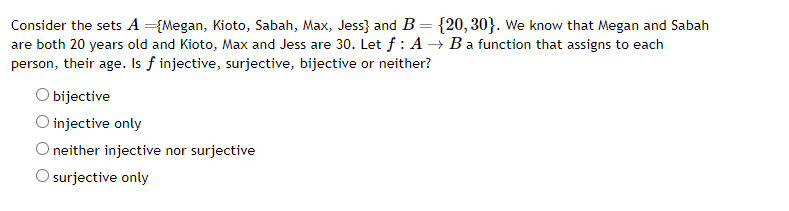 Consider the sets { Megan , Kioto, Sabah, Max,