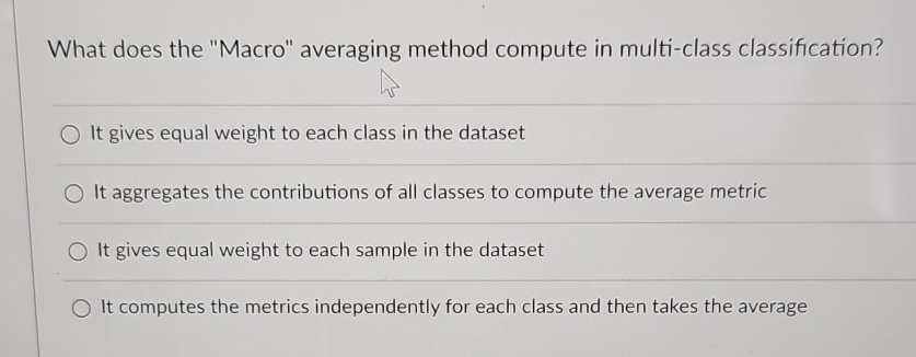 What does the "Macro" averaging method compute in
