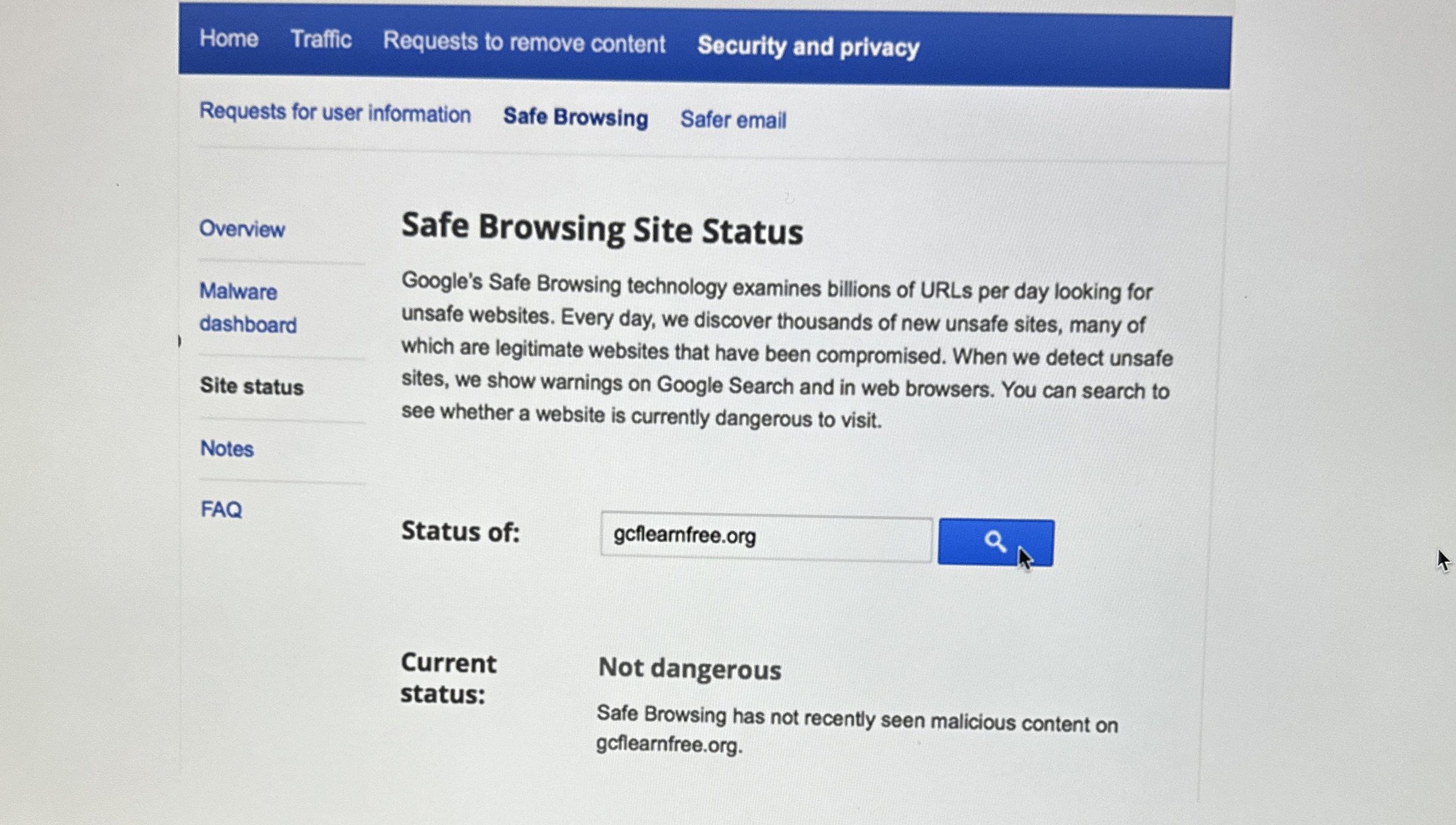 Home Traffic Requests to remove content Security