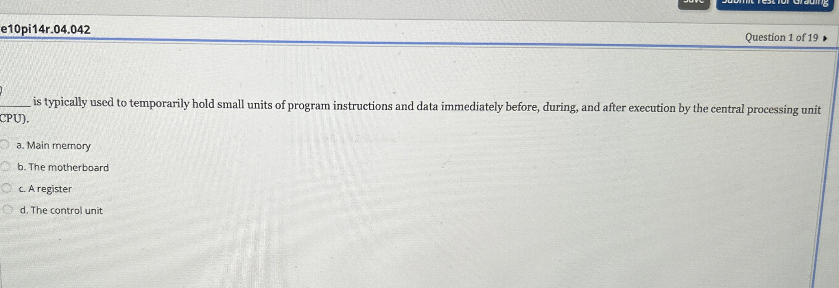 e 1 0 pi 1 4 r . 0 4 . 0 4 2 Question 1 of 1 9
