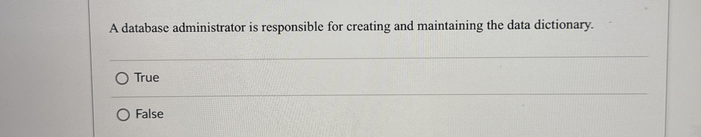 A database administrator is responsible for