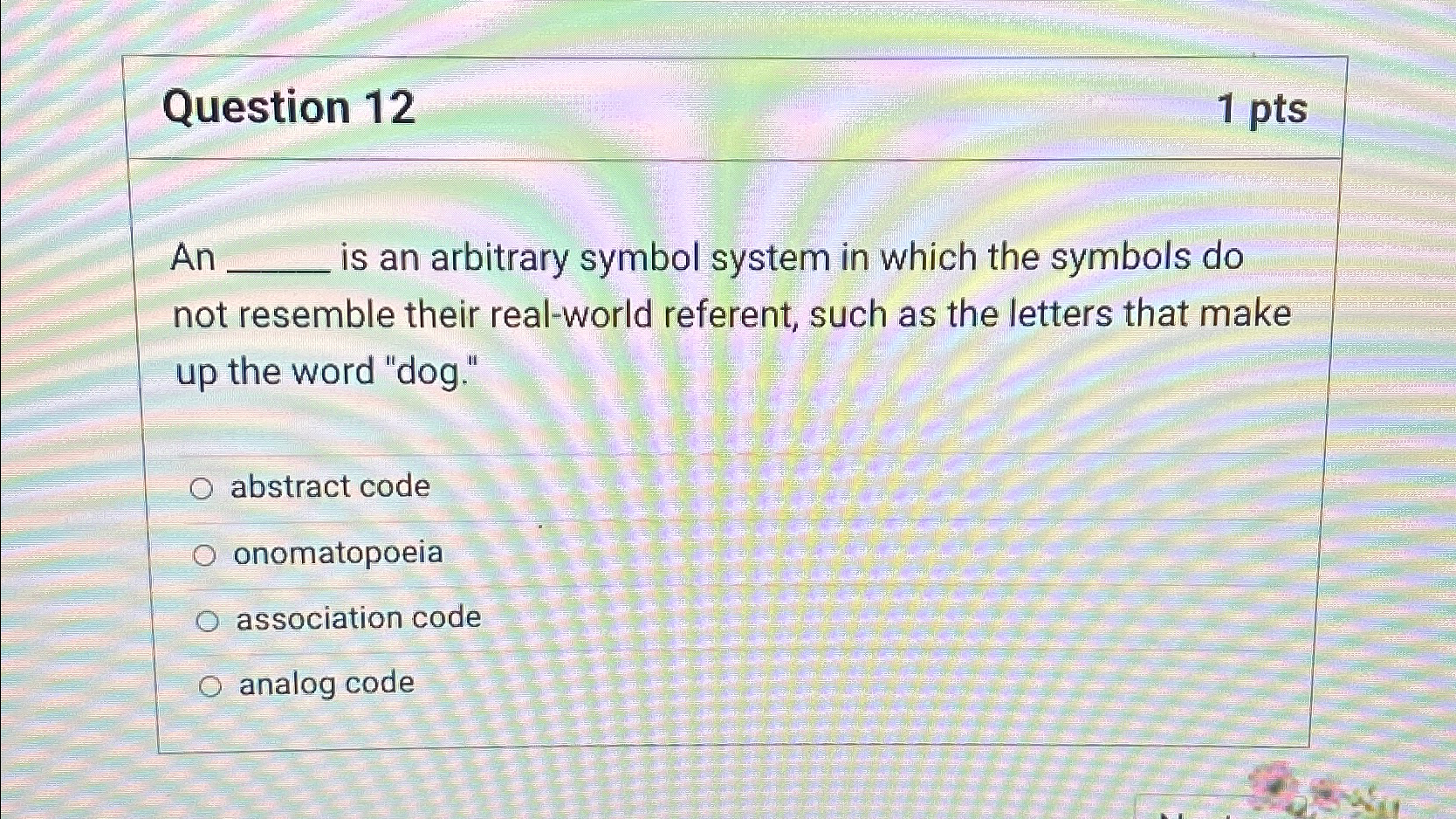 Question 1 2 1 p t s An is an arbitrary symbol