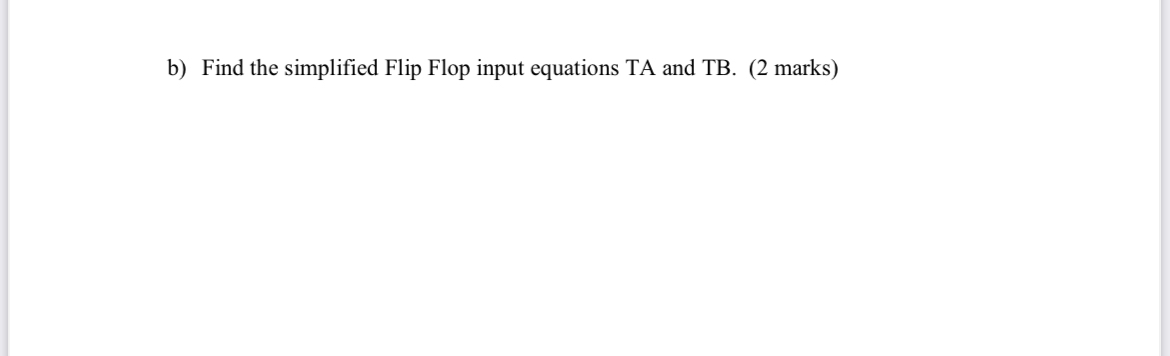 b ) Find the simplified Flip Flop input equations
