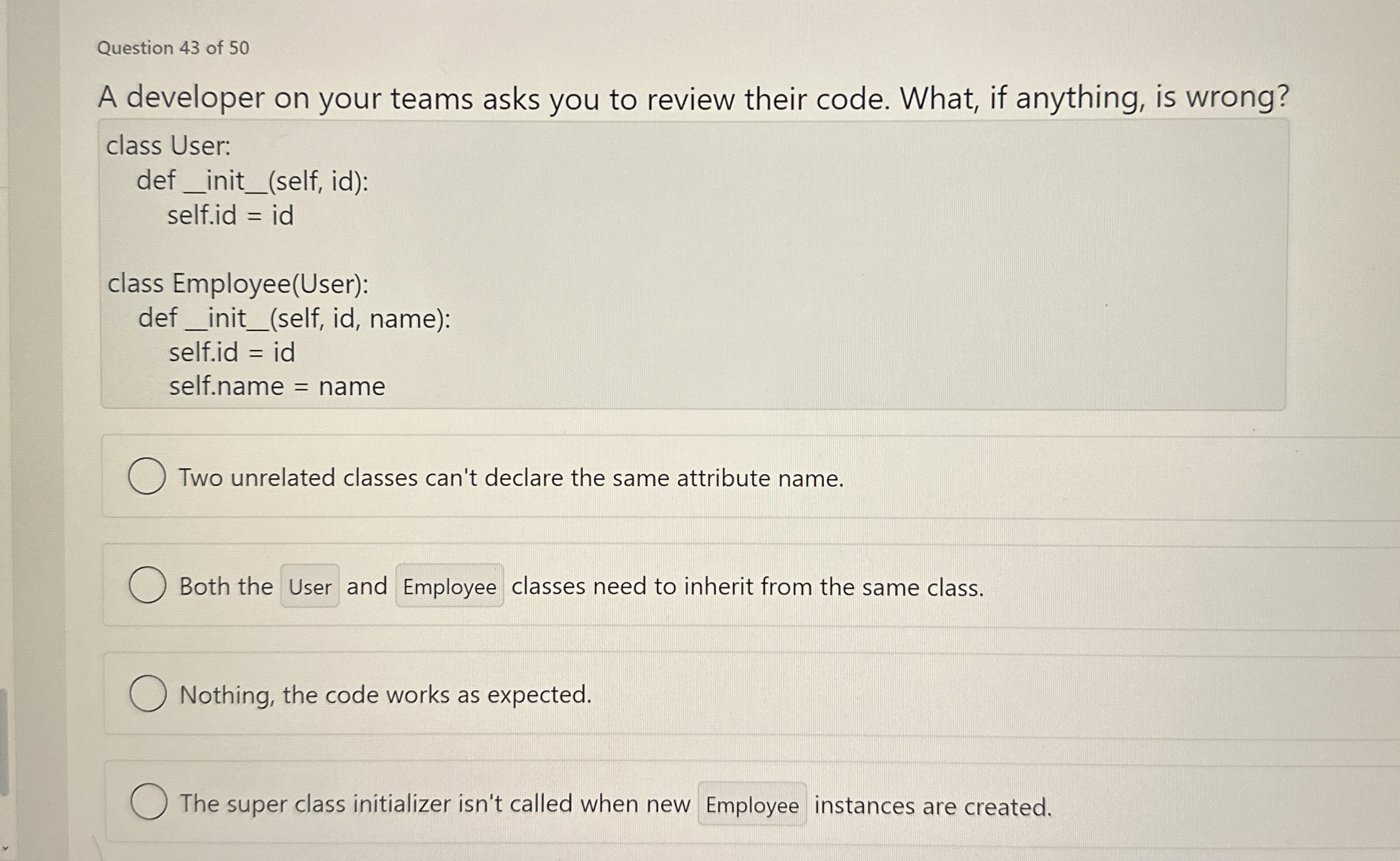Question 4 3 of 5 0 A developer on your teams