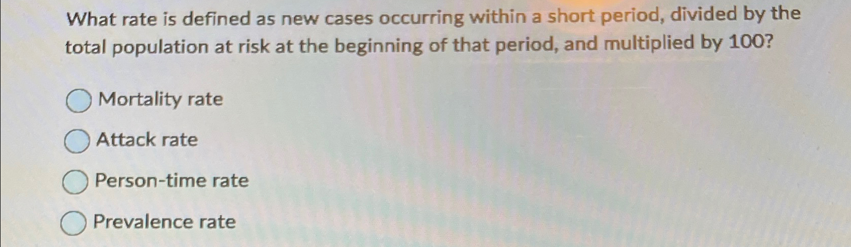 What rate is defined as new cases occurring