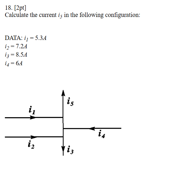 [ 2 pt ] Calculate the current i 5 in the