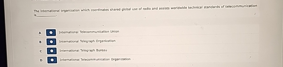 The international organization which coordinates