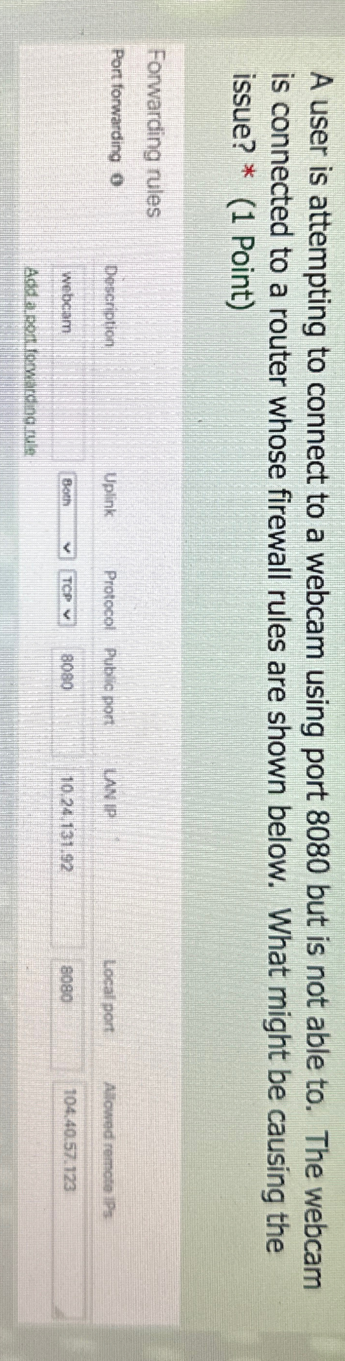 A user is attempting to connect to a webcam using