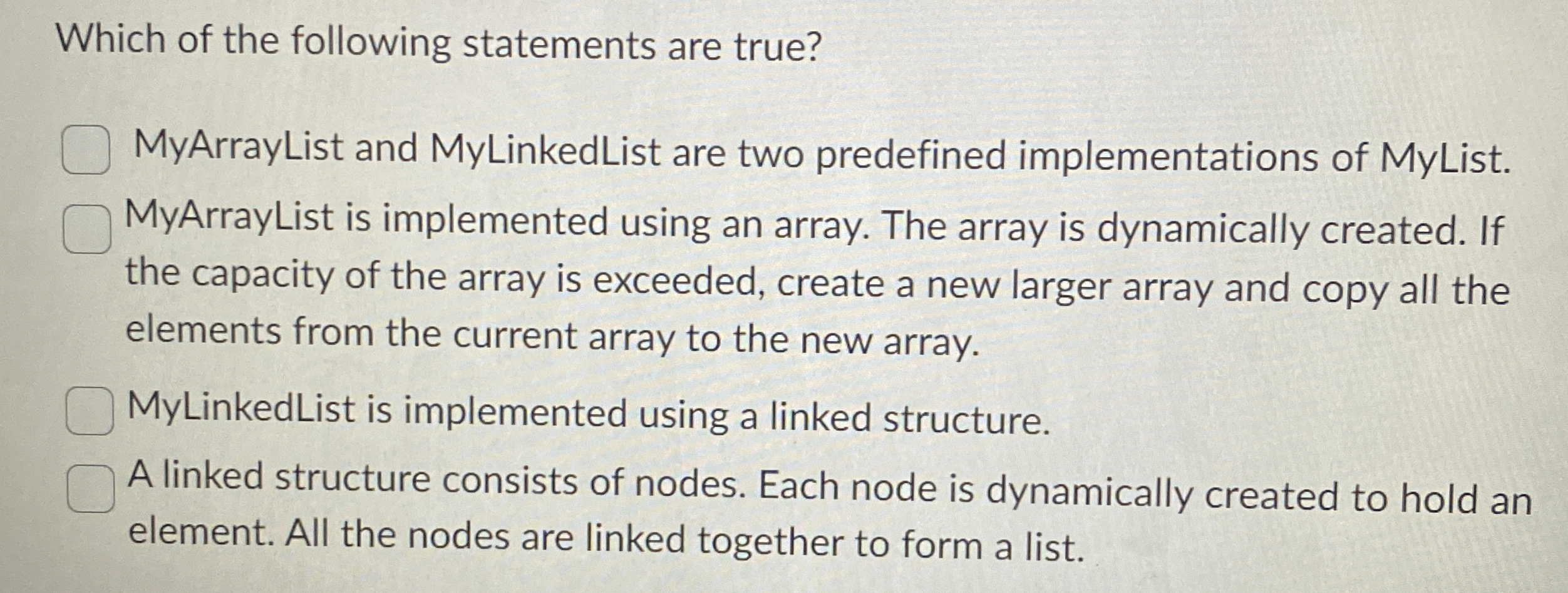 Which of the following statements are true?