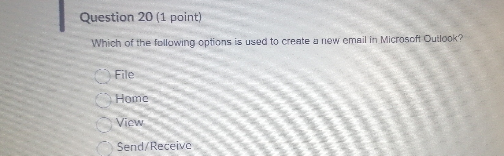 Question 2 0 ( 1 point ) Which of the following