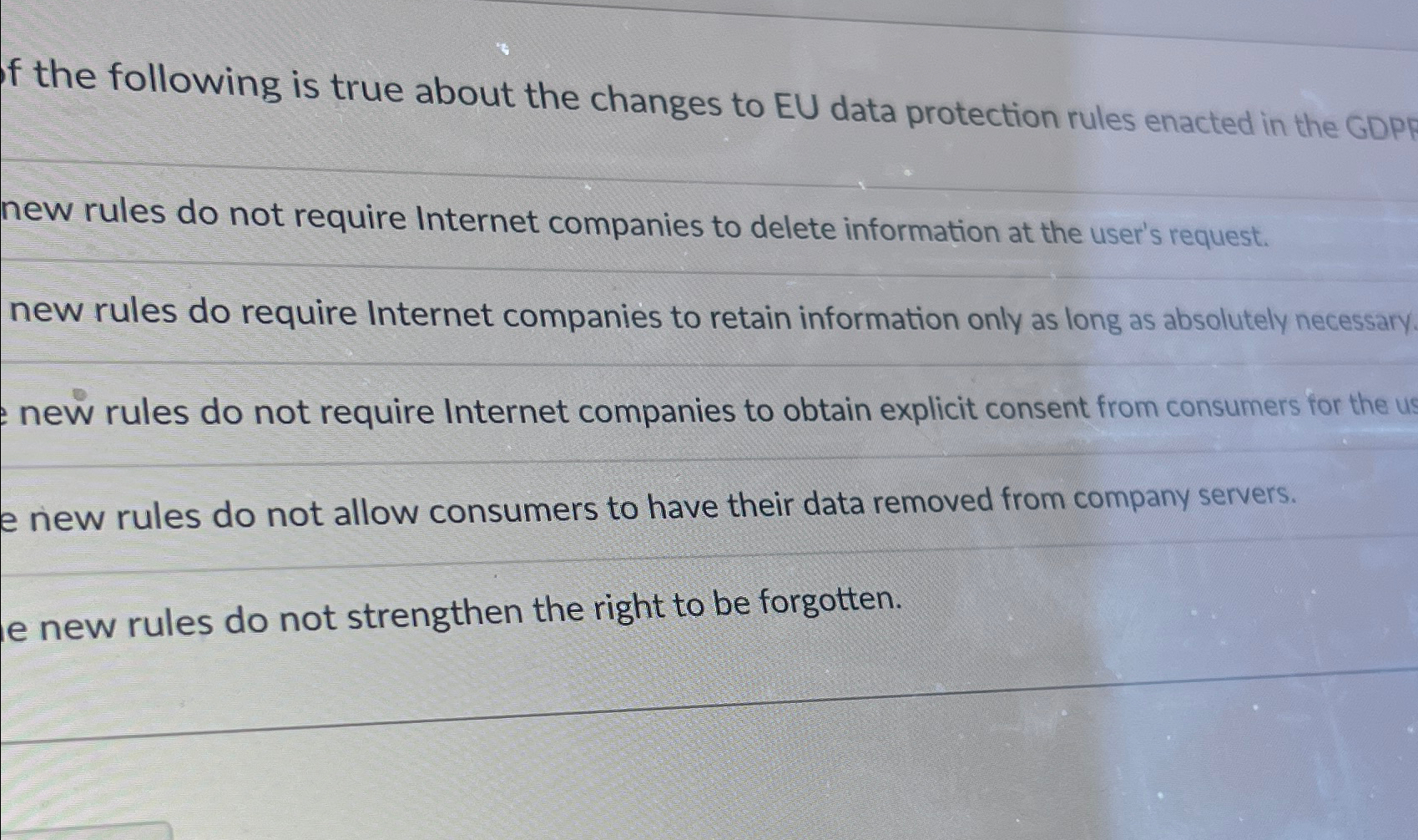 f the following is true about the changes to EU