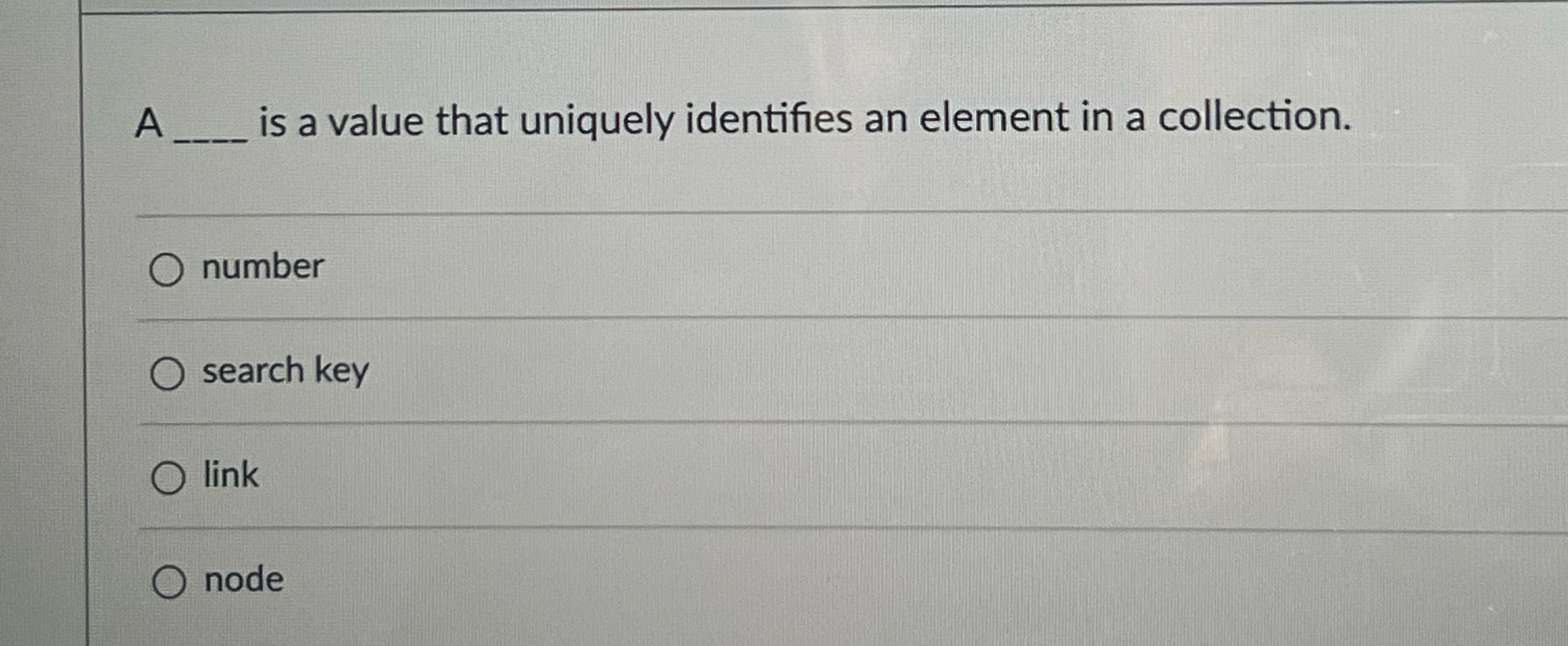 A is a value that uniquely identifies an element