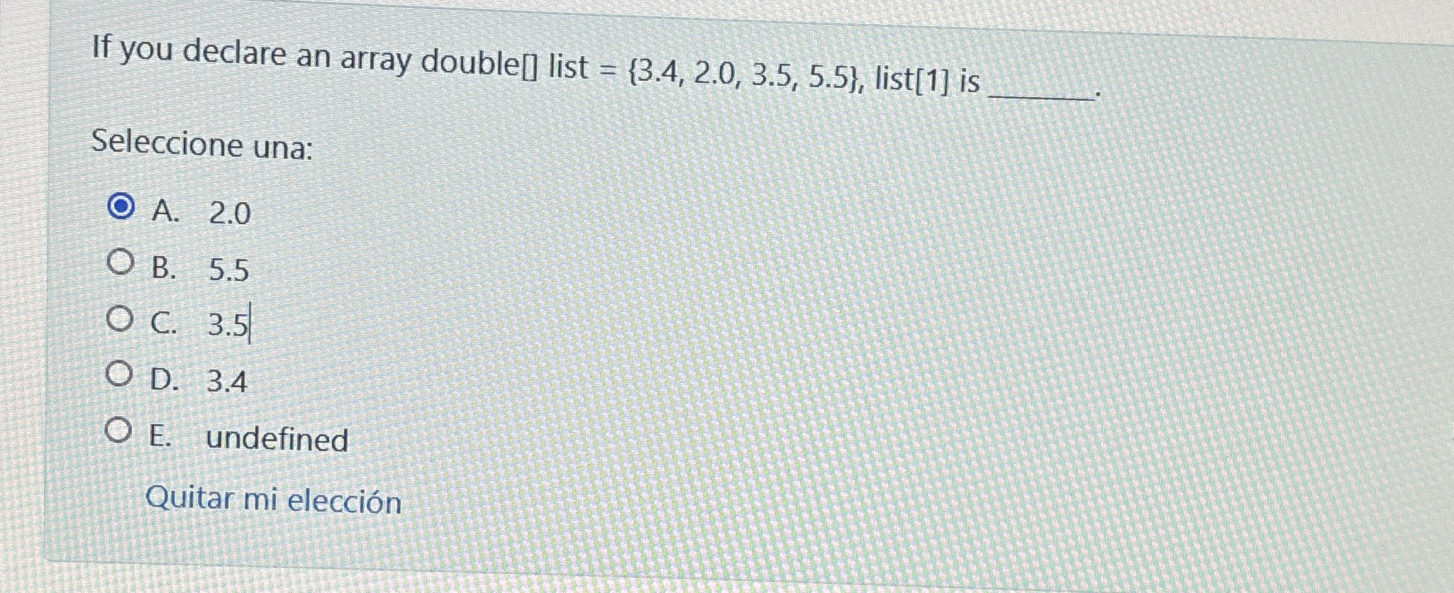 If you declare an array double [ ] list = { 3 . 4