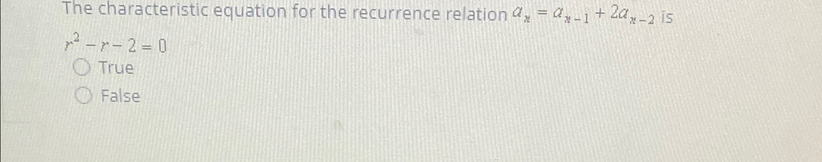The characteristic equation for the recurrence