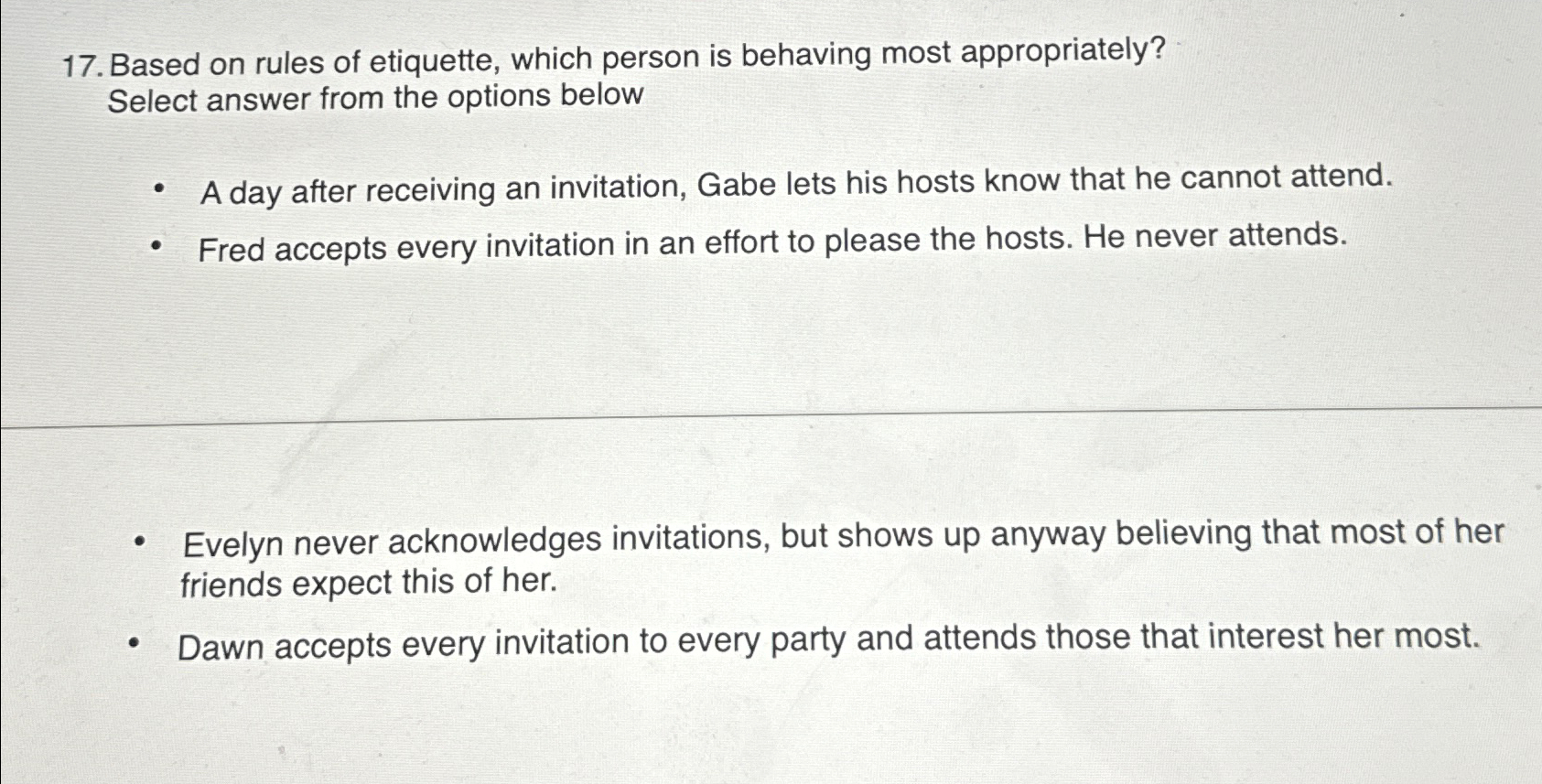 Based on rules of etiquette, which person is