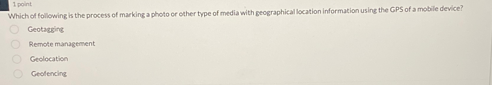 1 point Which of following is the process of