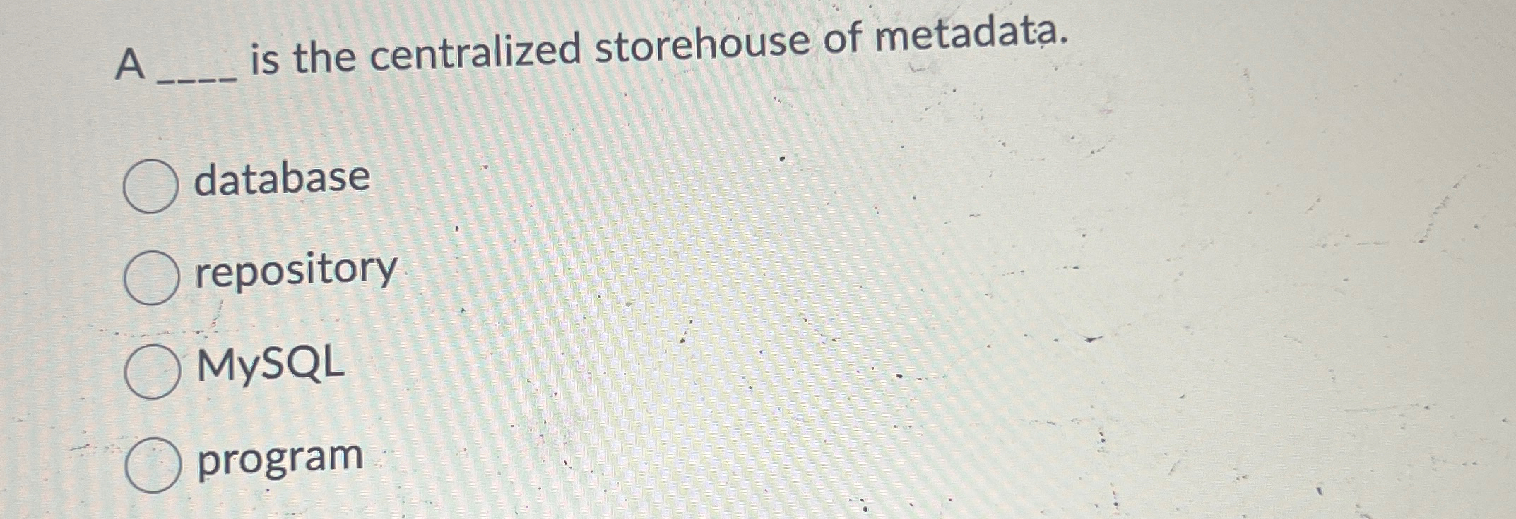 A q , is the centralized storehouse of metadata.