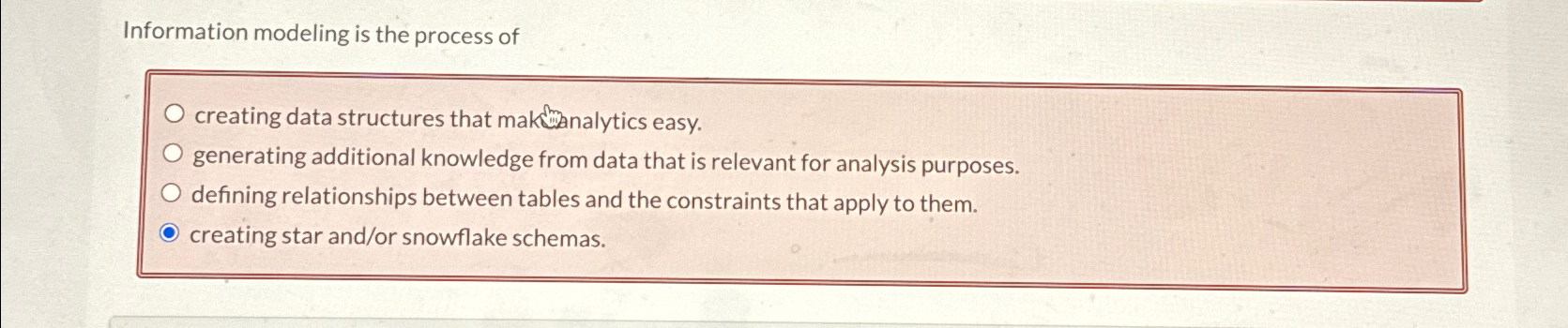 Information modeling is the process of creating
