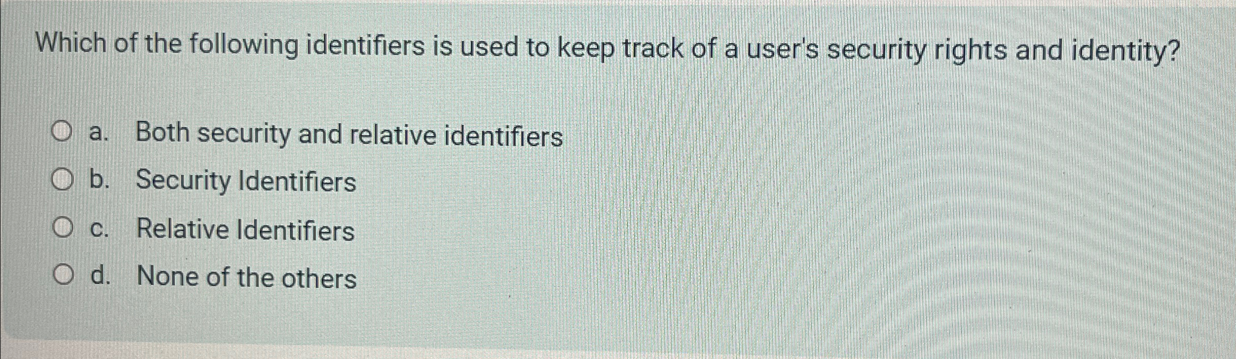 Which of the following identifiers is used to