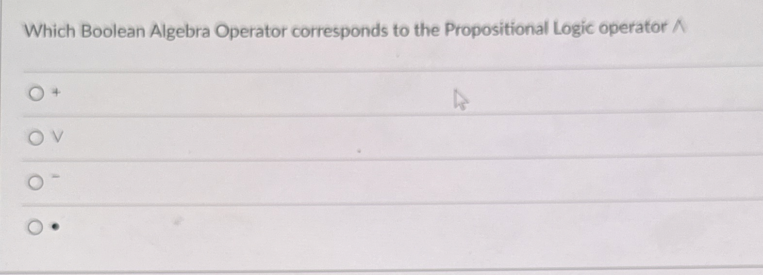Which Boolean Algebra Operator corresponds to the