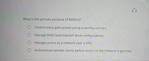 What is the primary purpose of RADIUS? Control
