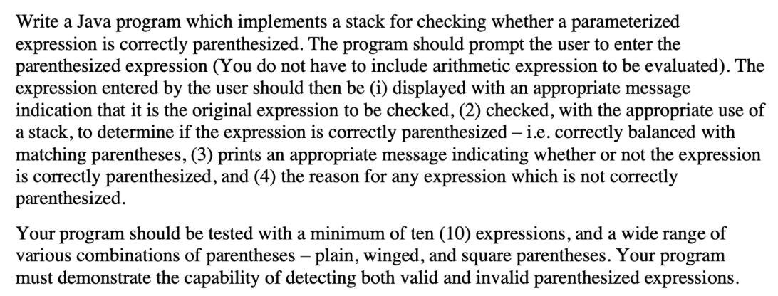 Write a Java program which implements a stack for