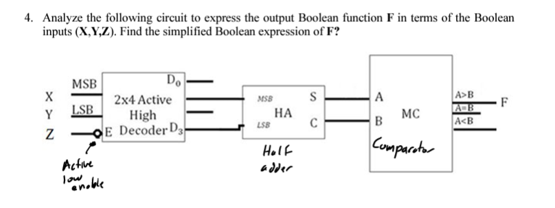 4 . Analyze the following circuit to express the