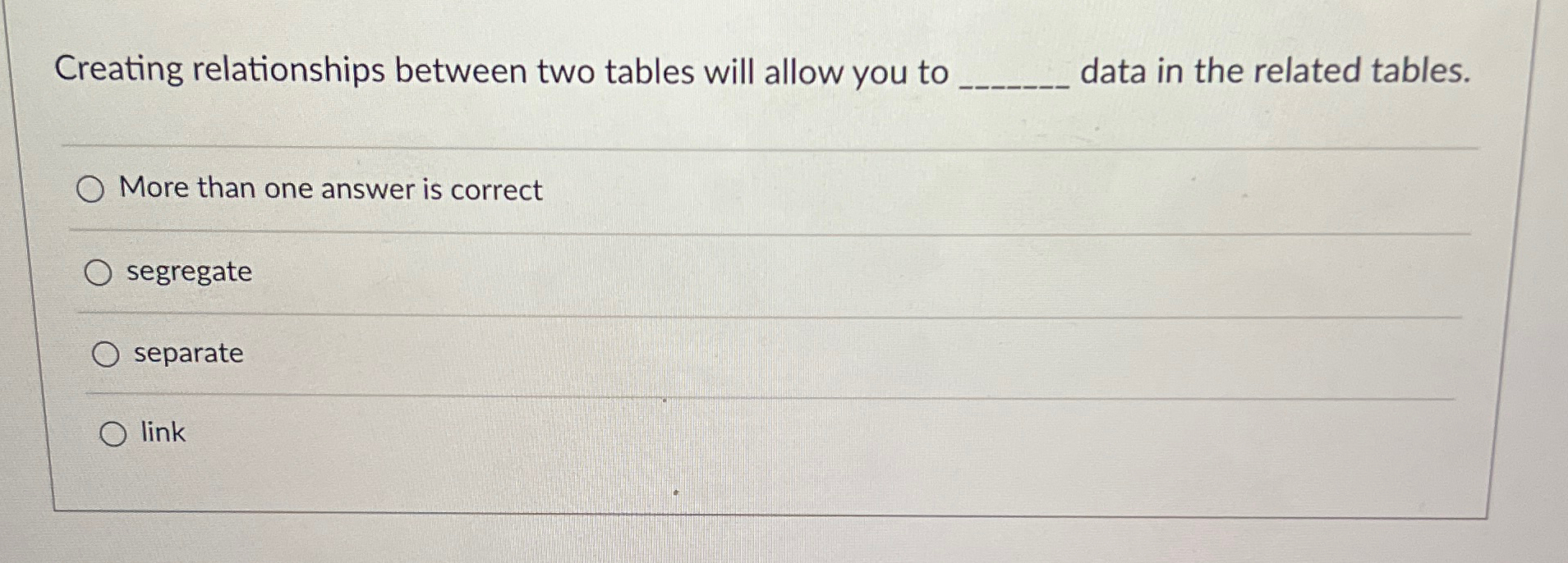 Creating relationships between two tables will