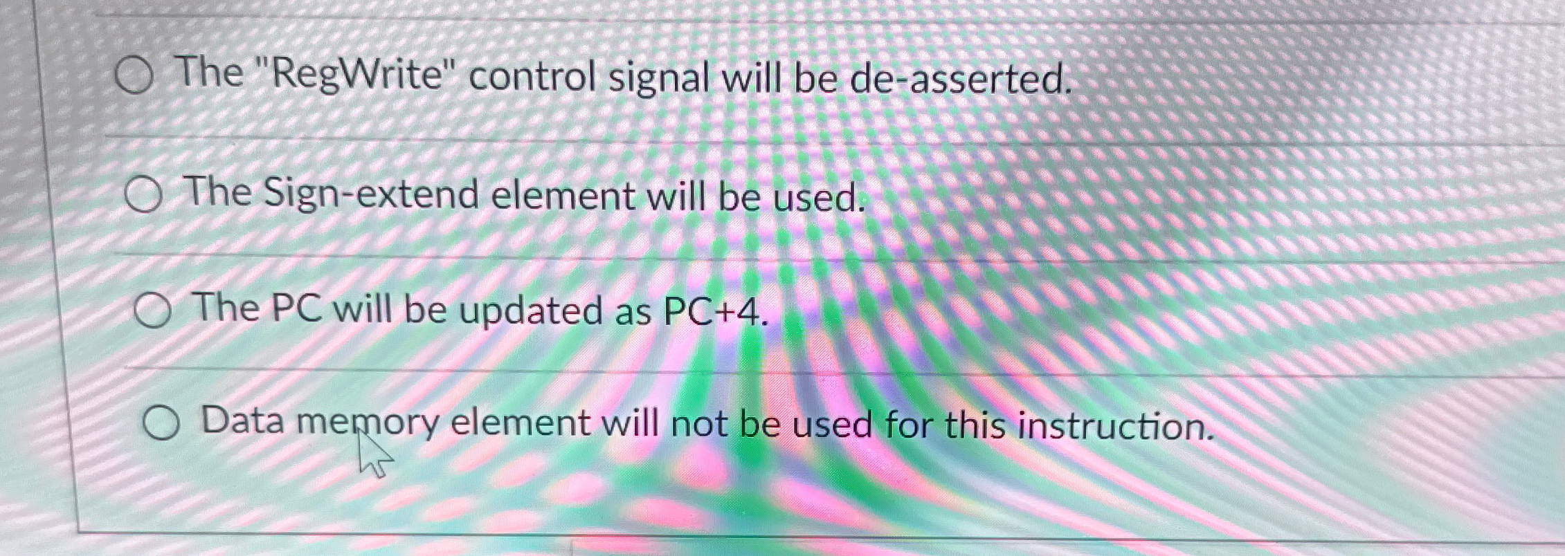 The "RegWrite" control signal will be de -