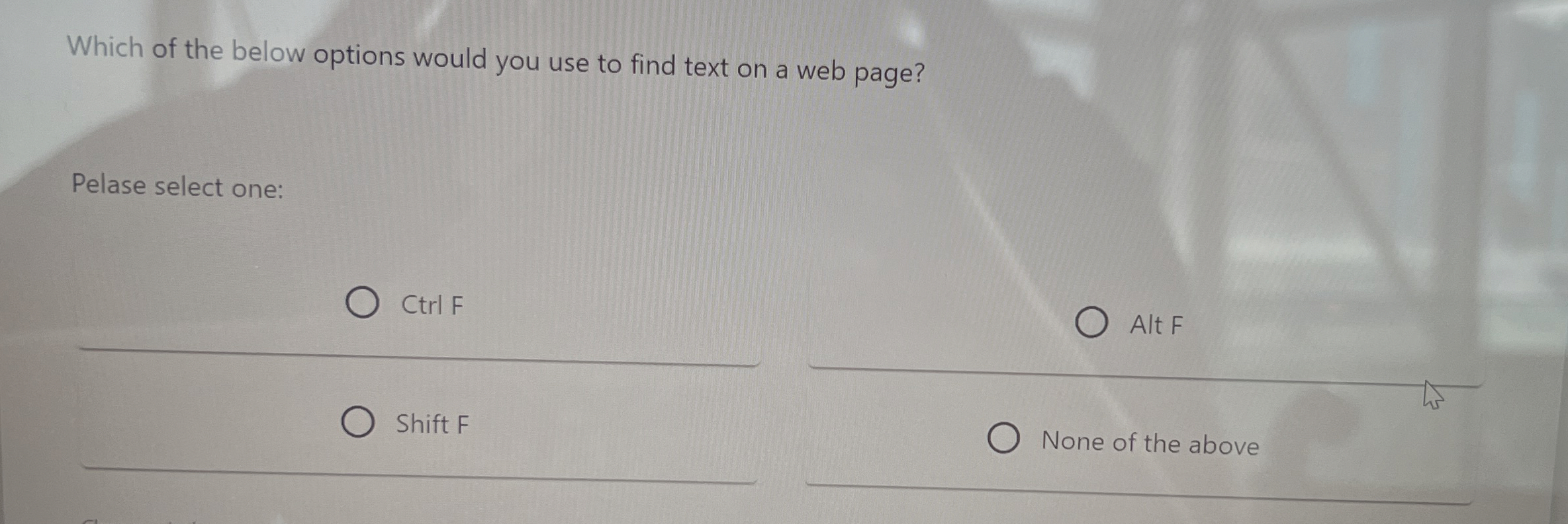 Which of the below options would you use to find