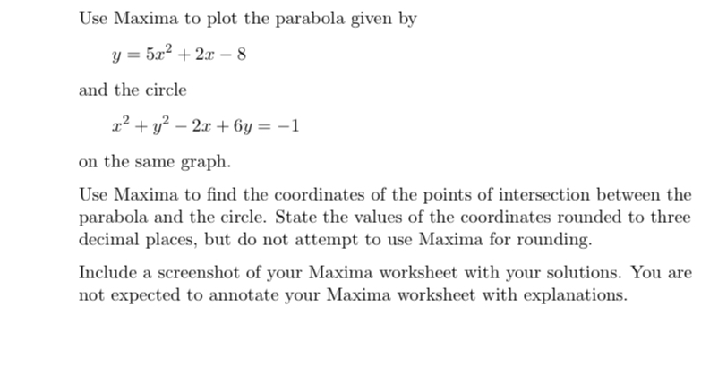 Use Maxima to plot the parabola given by y = 5 x