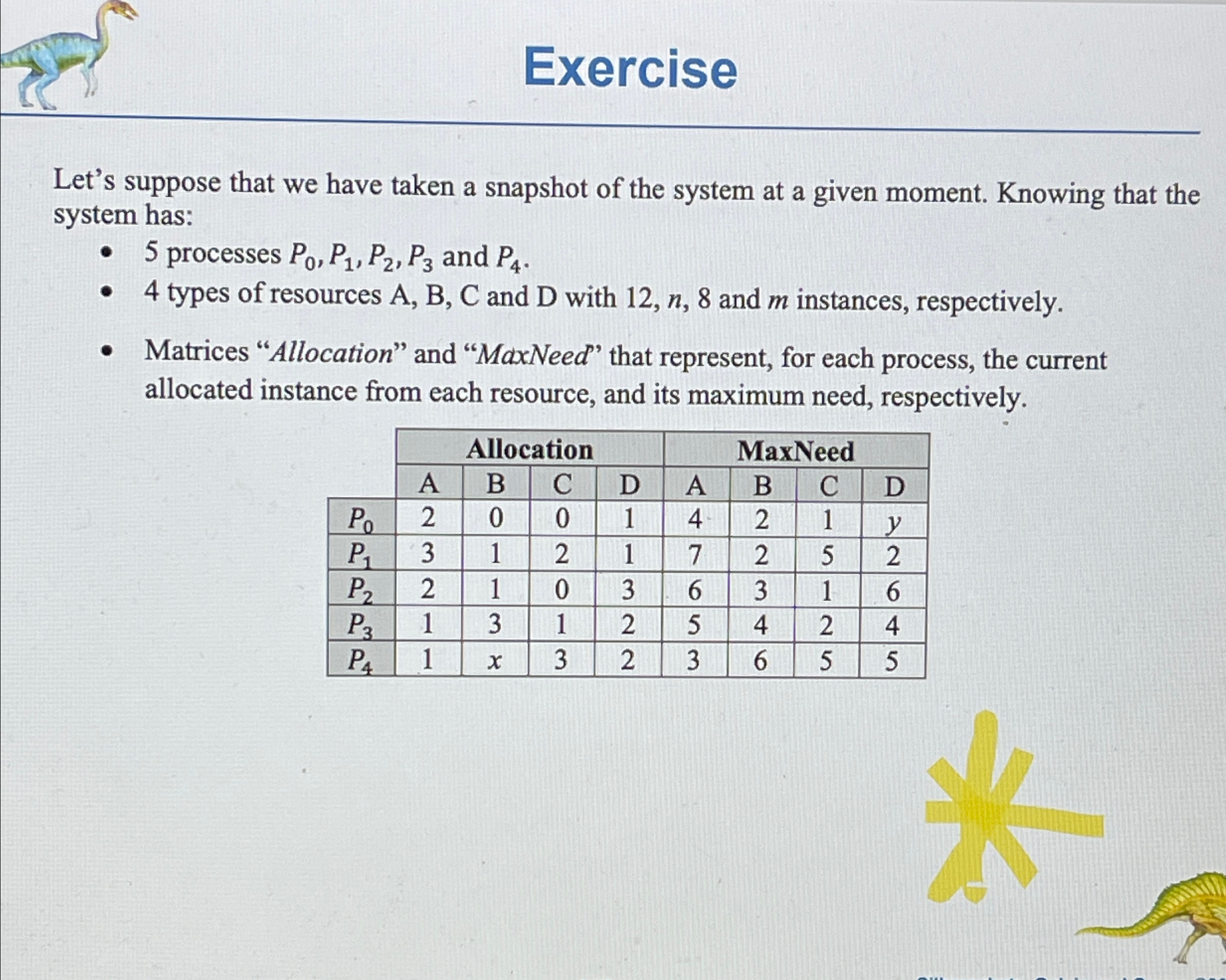 Exercise Let's suppose that we have taken a