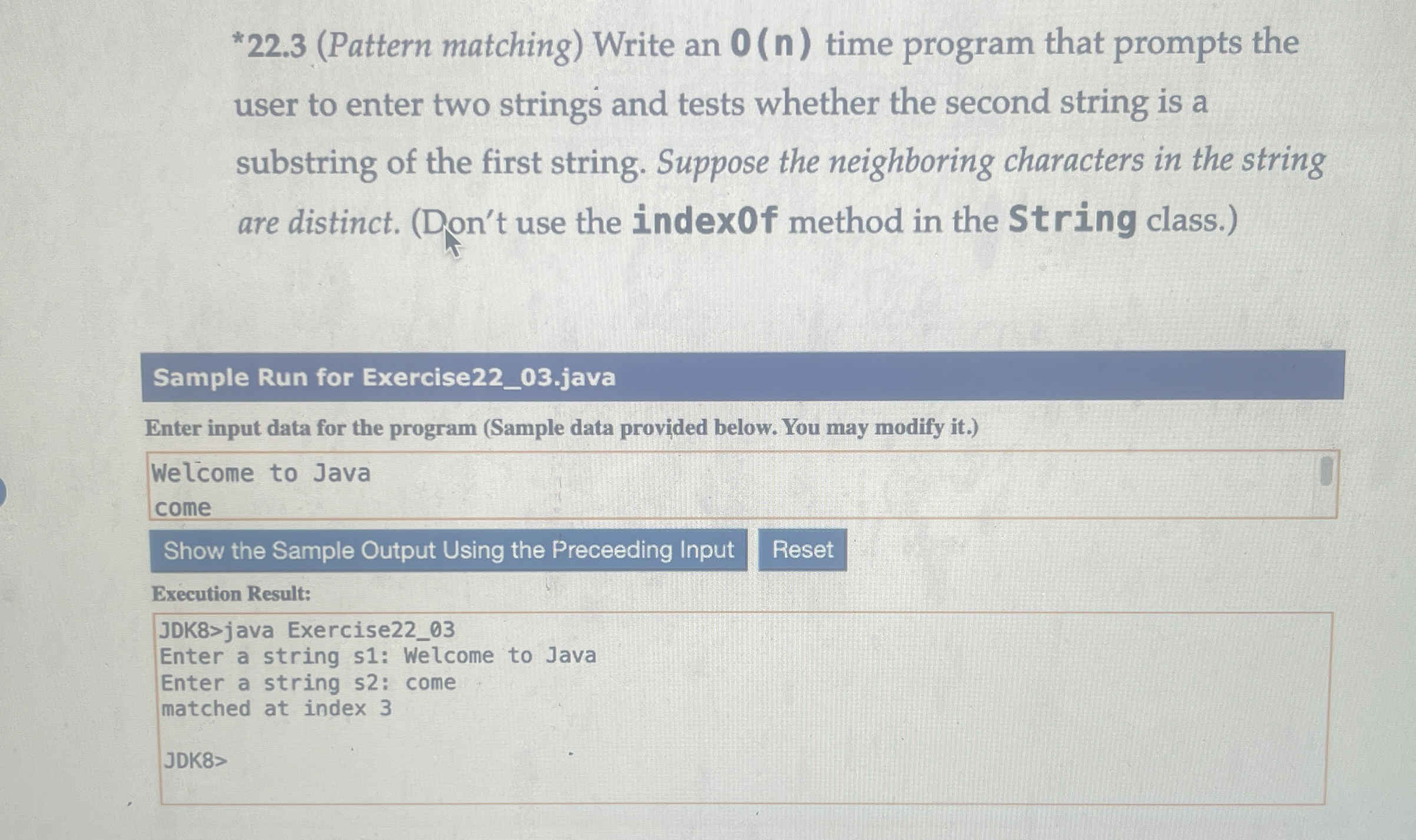 * 2 2 . 3 ( Pattern matching ) Write an O ( n )