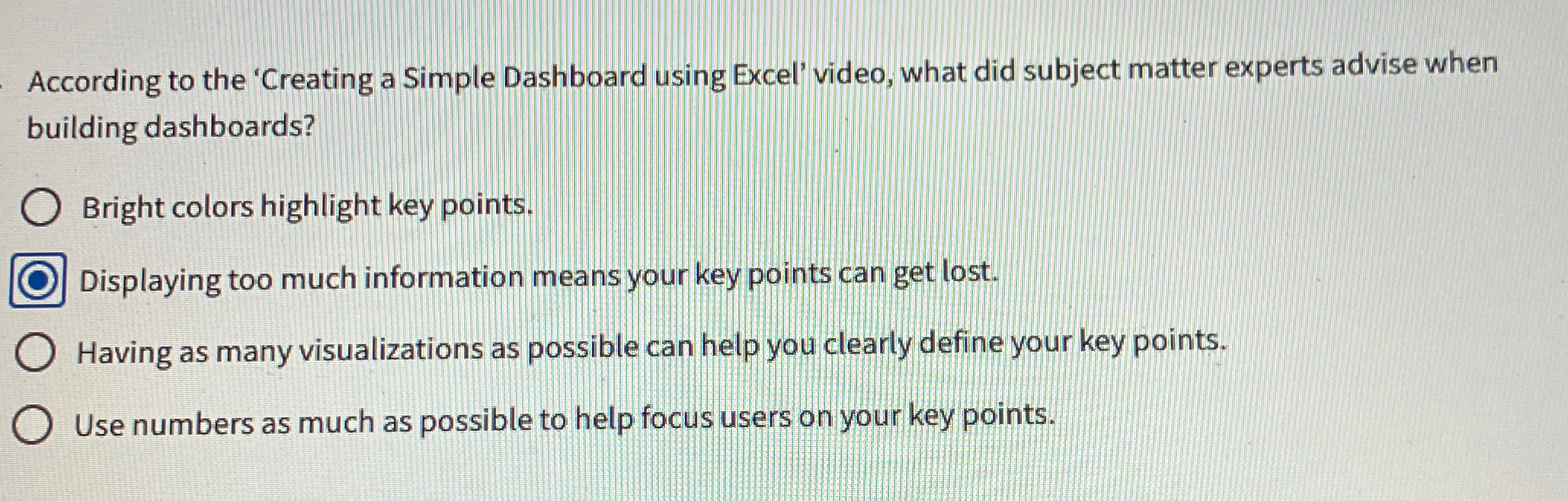 According to the 'Creating a Simple Dashboard