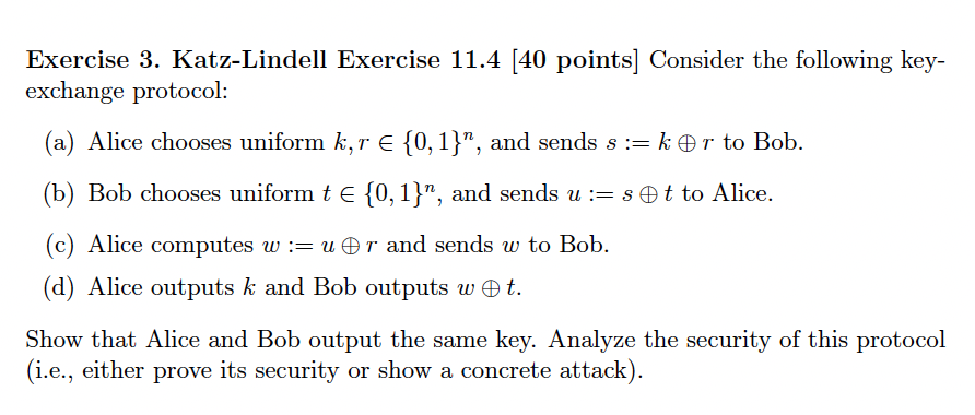 Exercise 3 . Katz - Lindell Exercise 1 1 . 4 [ 4