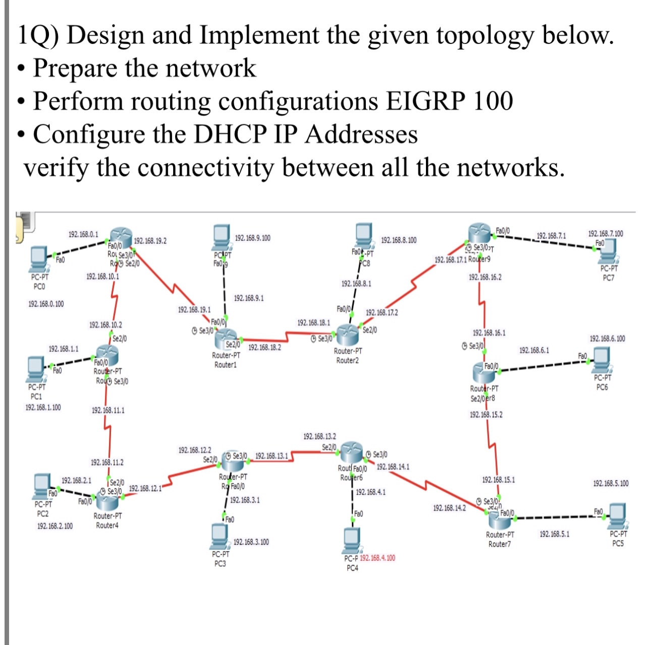 1 Q ) Design and Implement the given topology