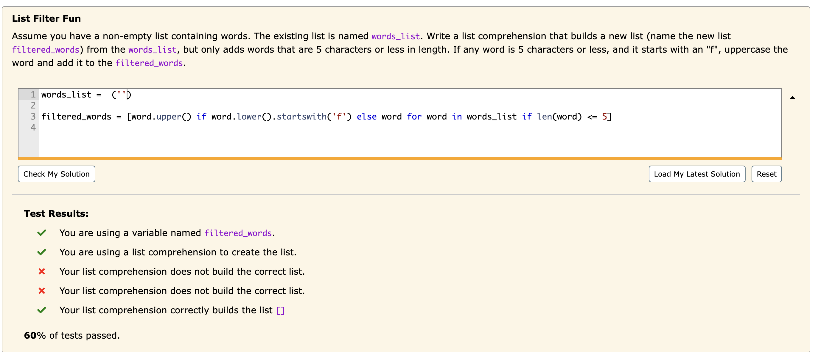 List Filter Fun Assume you have a non - empty