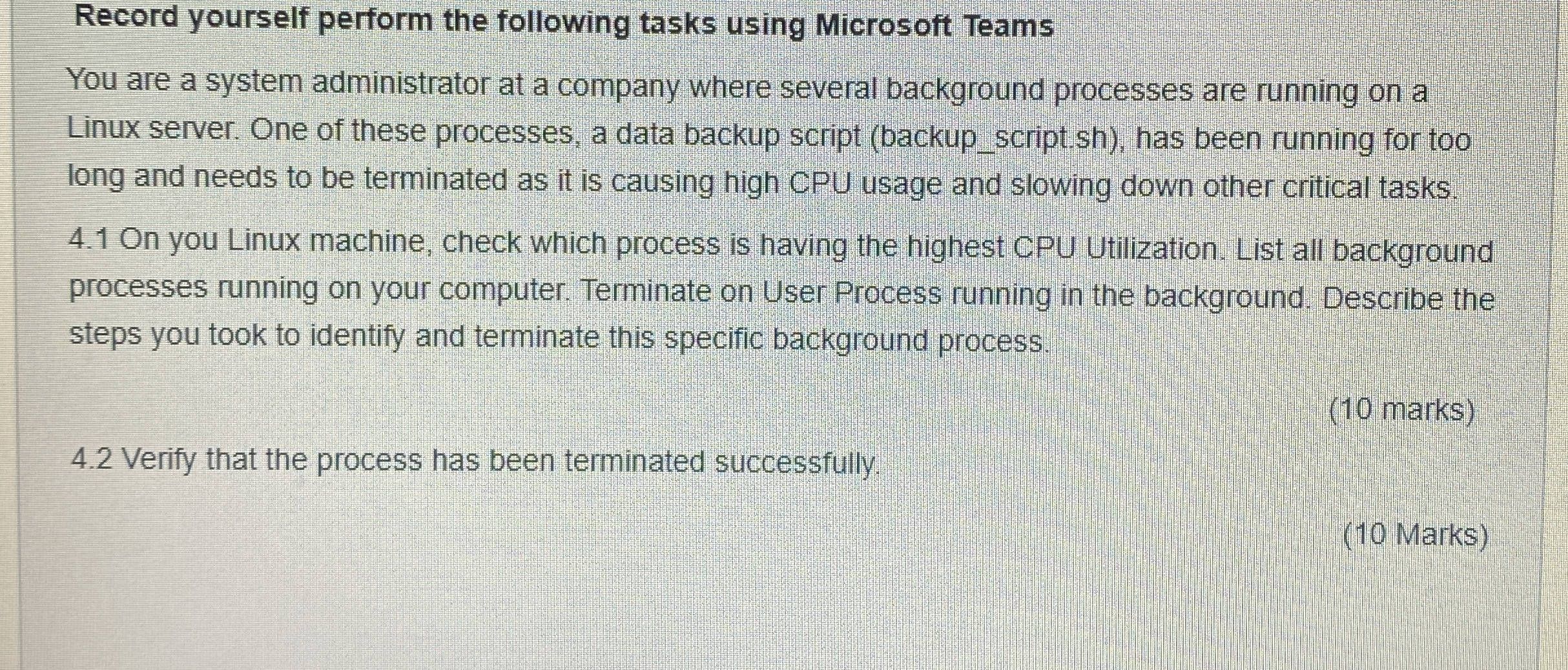 Record yourself perform the following tasks using