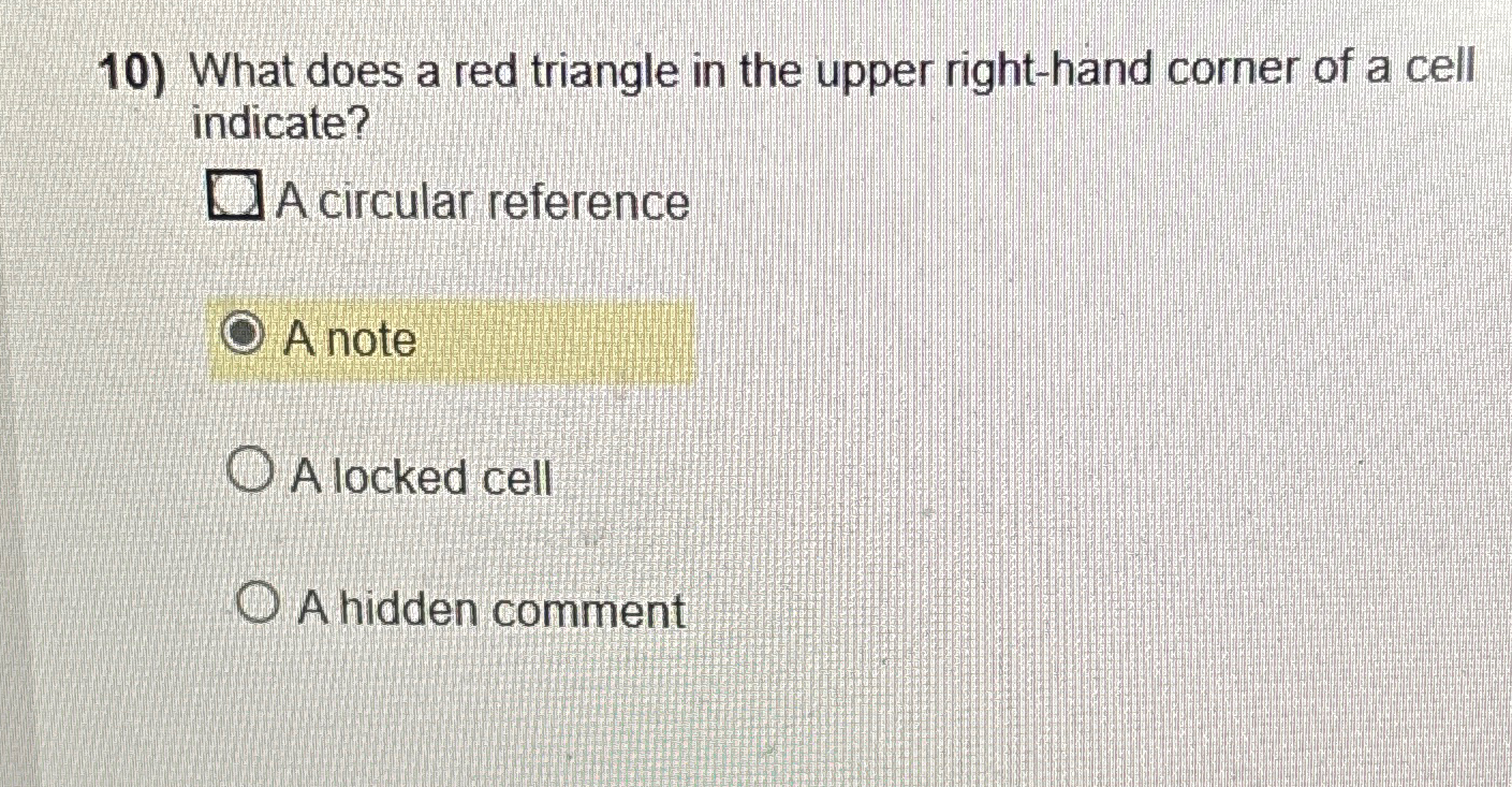 What does a red triangle in the upper right -