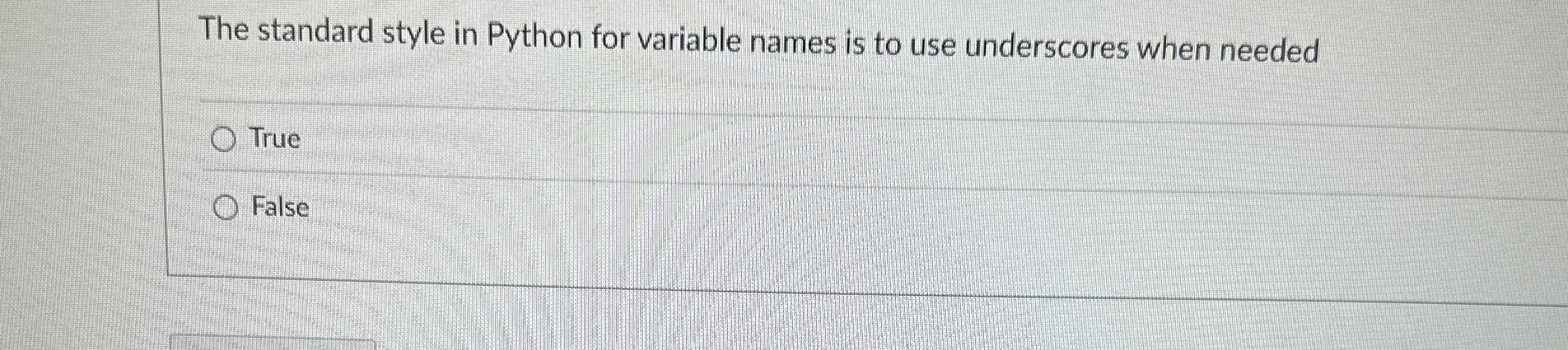 The standard style in Python for variable names