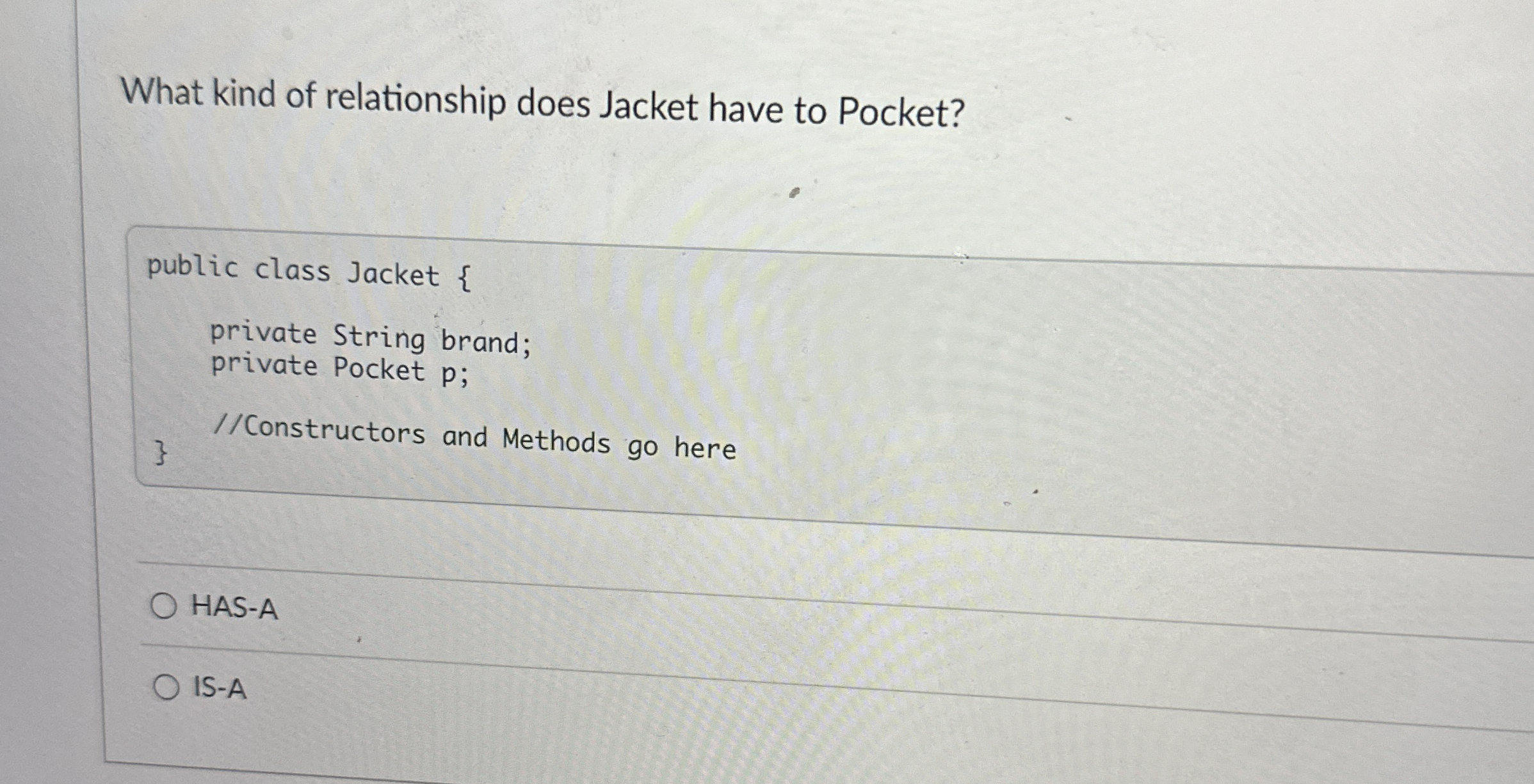 What kind of relationship does Jacket have to