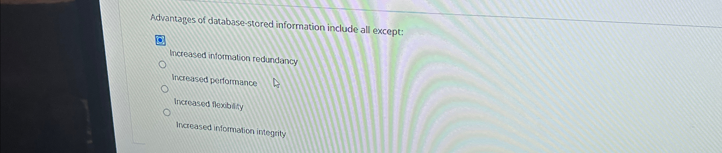 Advantages of database - stored information