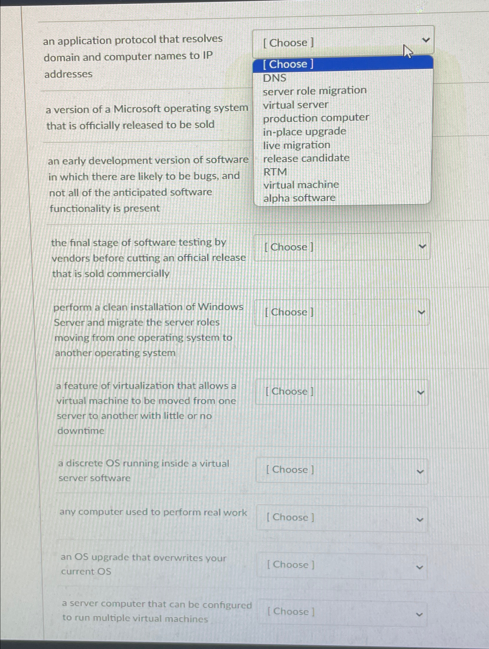 Please match clues with answers.