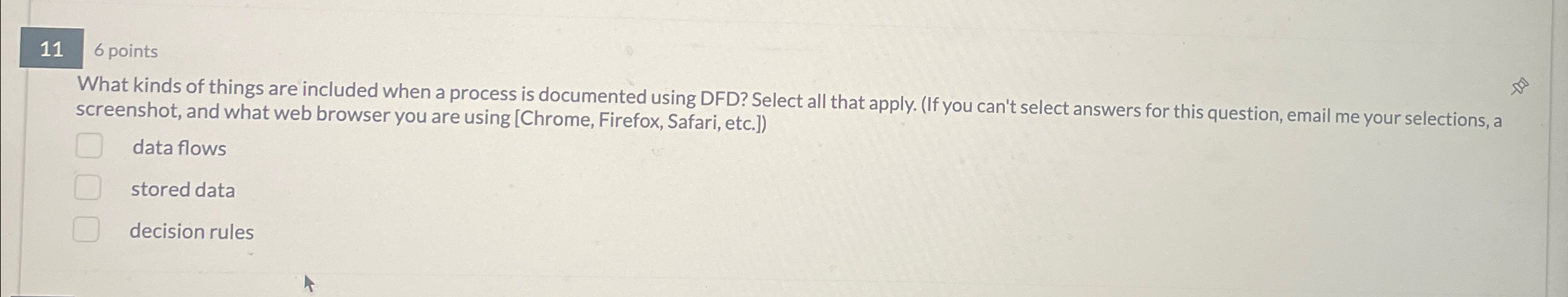 1 1 6 points What kinds of things are included